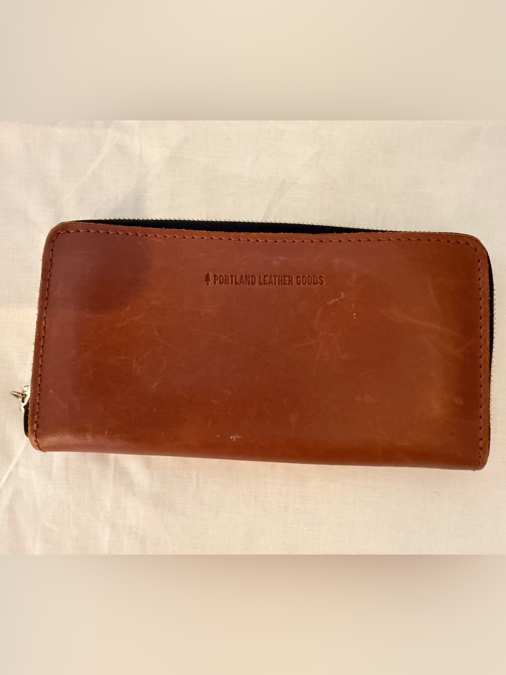 Portland Leather Goods Brown Zip accordion Wallet